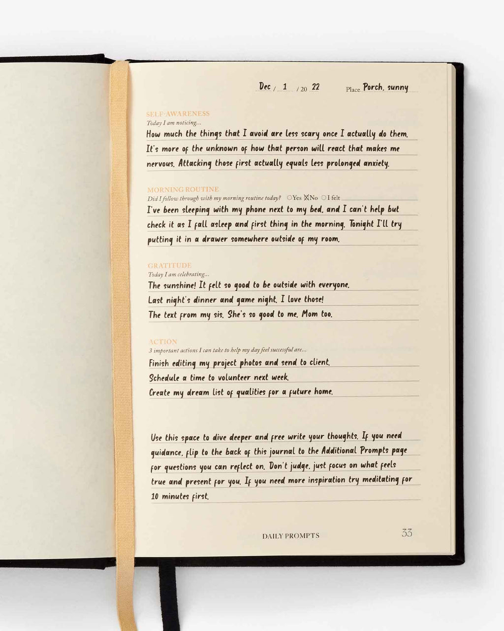 Notes to Mindfulness Journal — Stone Black (Guided Journal)