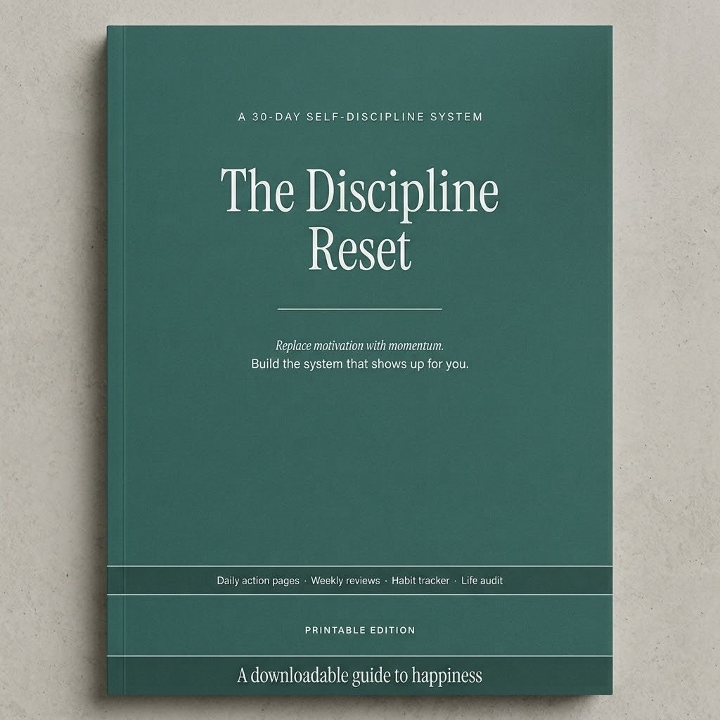 The Discipline Reset | 30-Day Self-Discipline System | Printable Workbook, Habit Tracker & Daily Planner PDF
