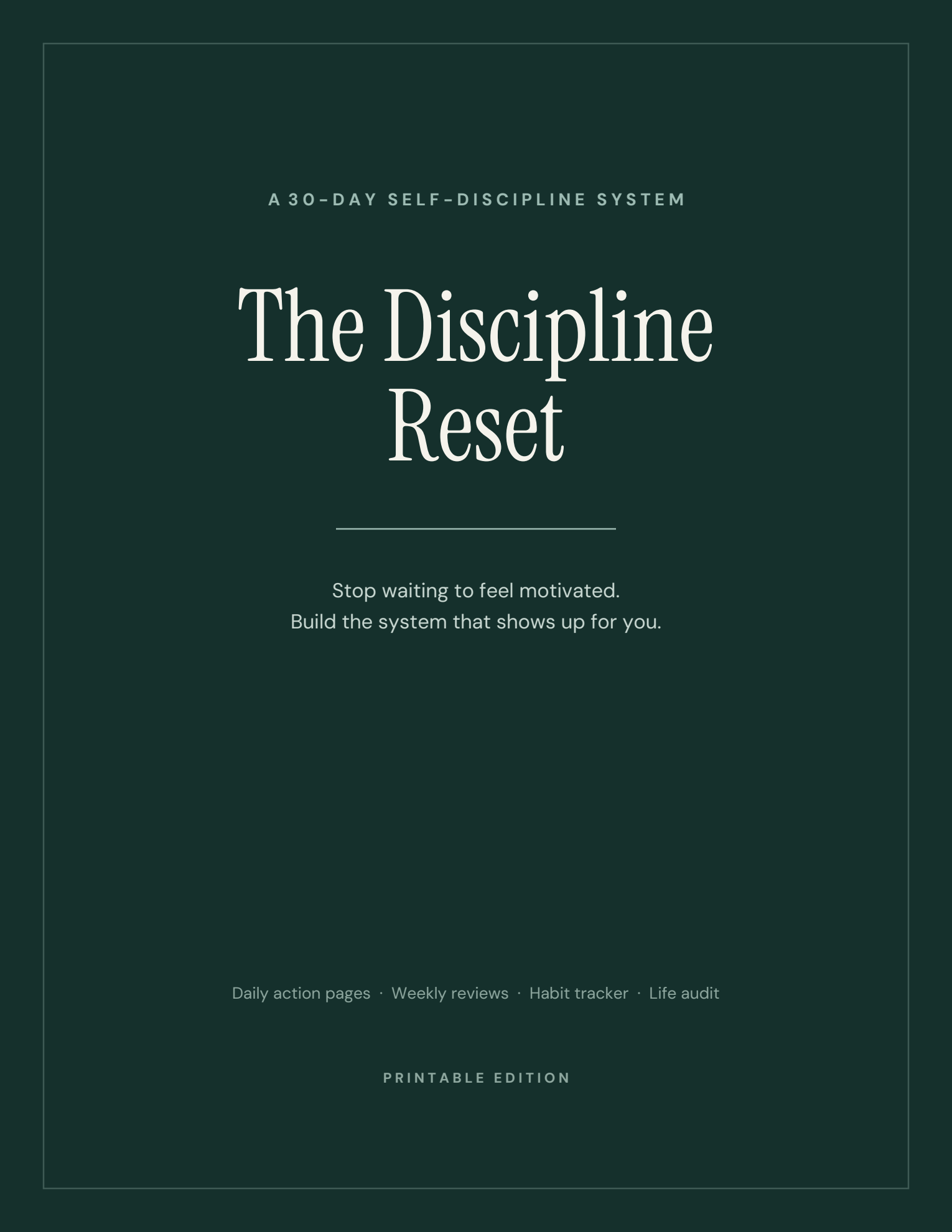 The Discipline Reset — 30-Day Self-Discipline System workbook cover