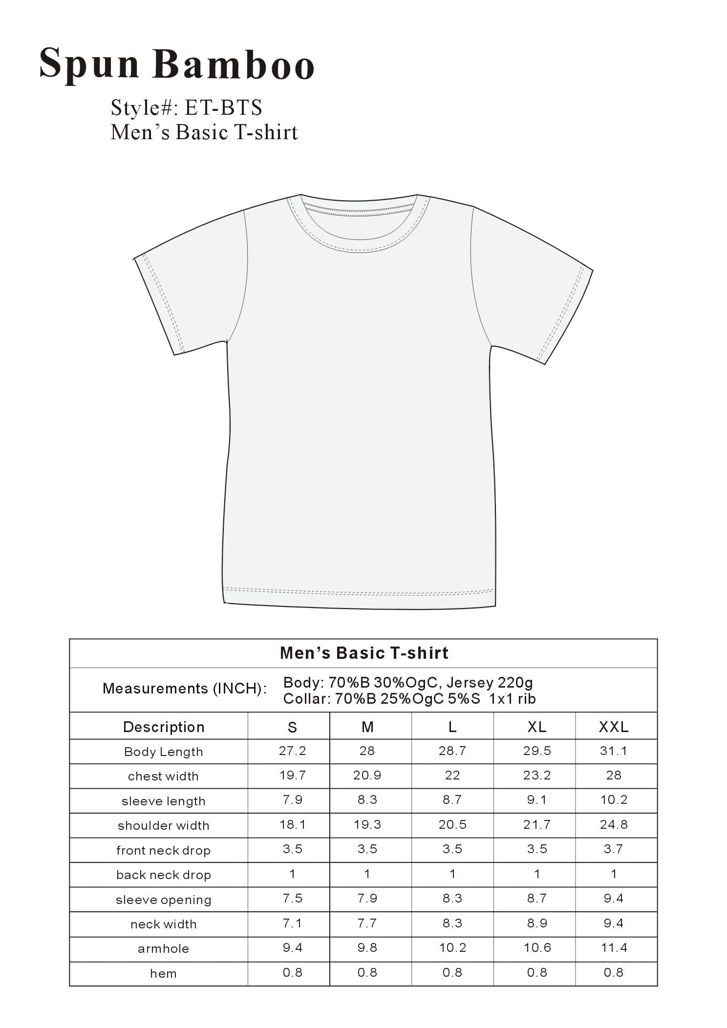 Men's Bamboo T-Shirt — Organic Cotton Blend, Classic Cut